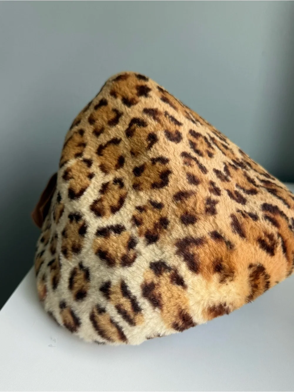 vtg 60s 70s Christine Original leopard print hat cap mcm designer pillbox bow